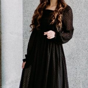 Swiss dot maxi dress